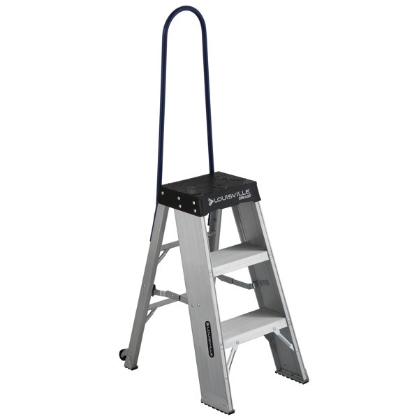 Louisville Ladder 03 Step Aluminum Lightweight Folding Small Step